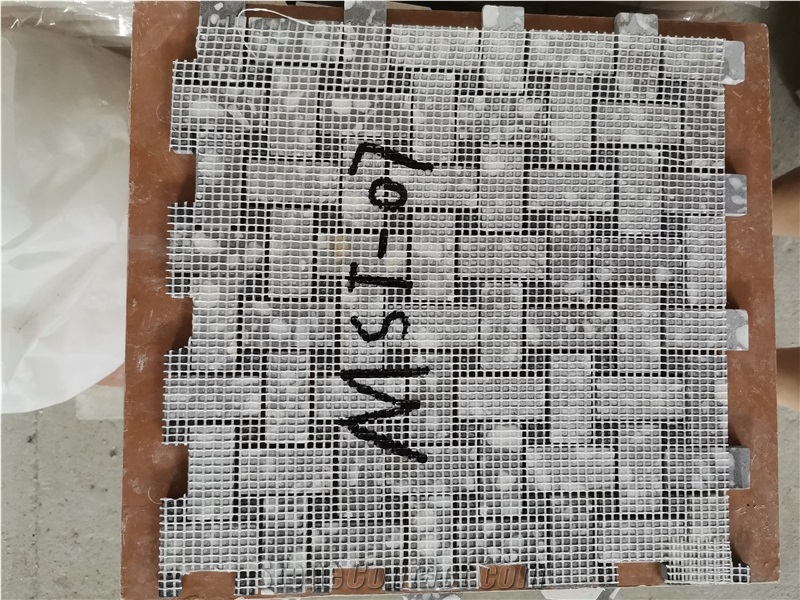 Grey Basketweave Cement Terrazzo Mosaic Tiles