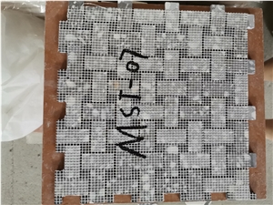 Grey Basketweave Cement Terrazzo Mosaic Tiles