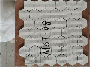 Grey Basketweave Cement Terrazzo Mosaic Tiles