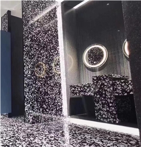 Grey Black Polished Terrazzo Tile, Cement Slabs