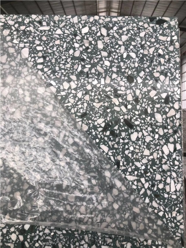 Grey Black Polished Terrazzo Tile, Cement Slabs