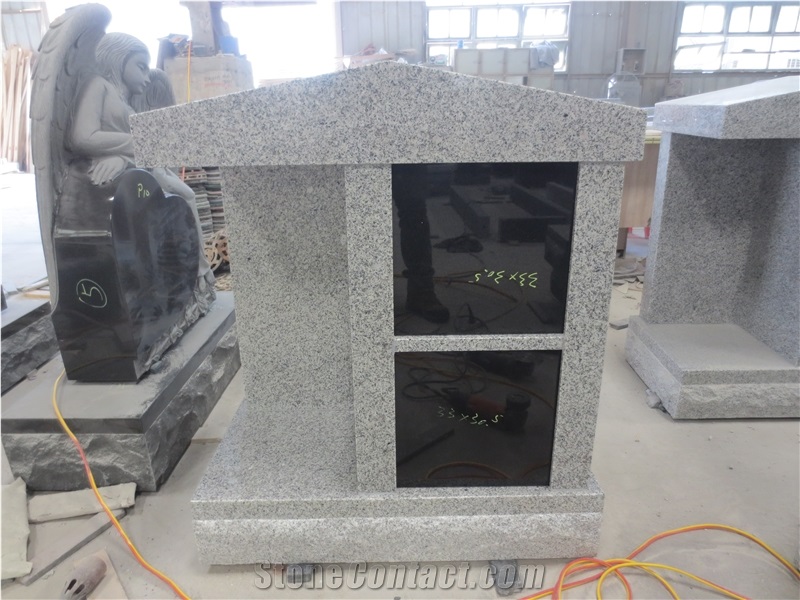 Grey Granite with Black 2 Niches Columbarium Niche