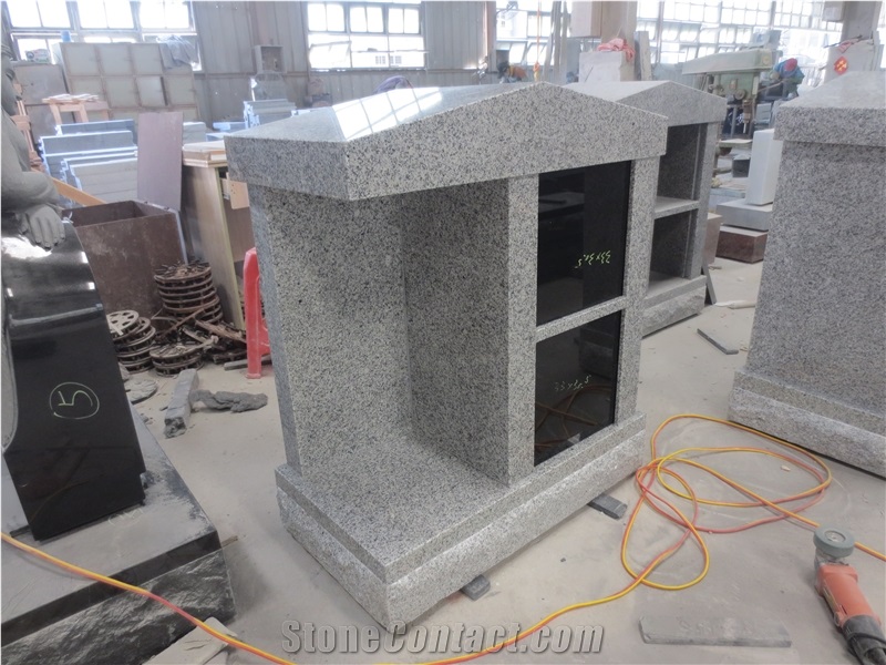 Grey Granite with Black 2 Niches Columbarium Niche