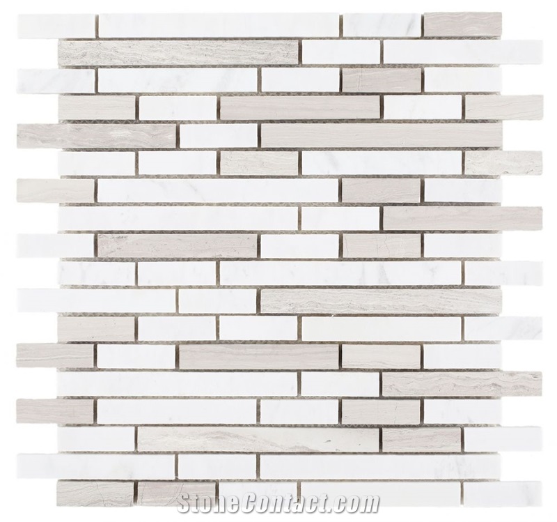 Haisa Grey Stack 12x12 Shower Walls Panel Mosaic Tiles
