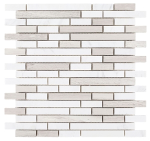 Haisa Grey Stack 12x12 Shower Walls Panel Mosaic Tiles