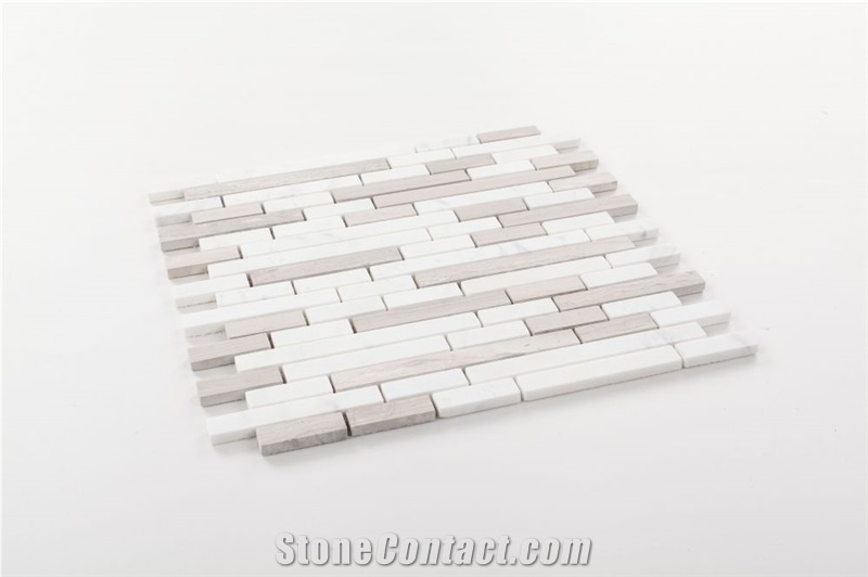 Haisa Grey Stack 12x12 Shower Walls Panel Mosaic Tiles