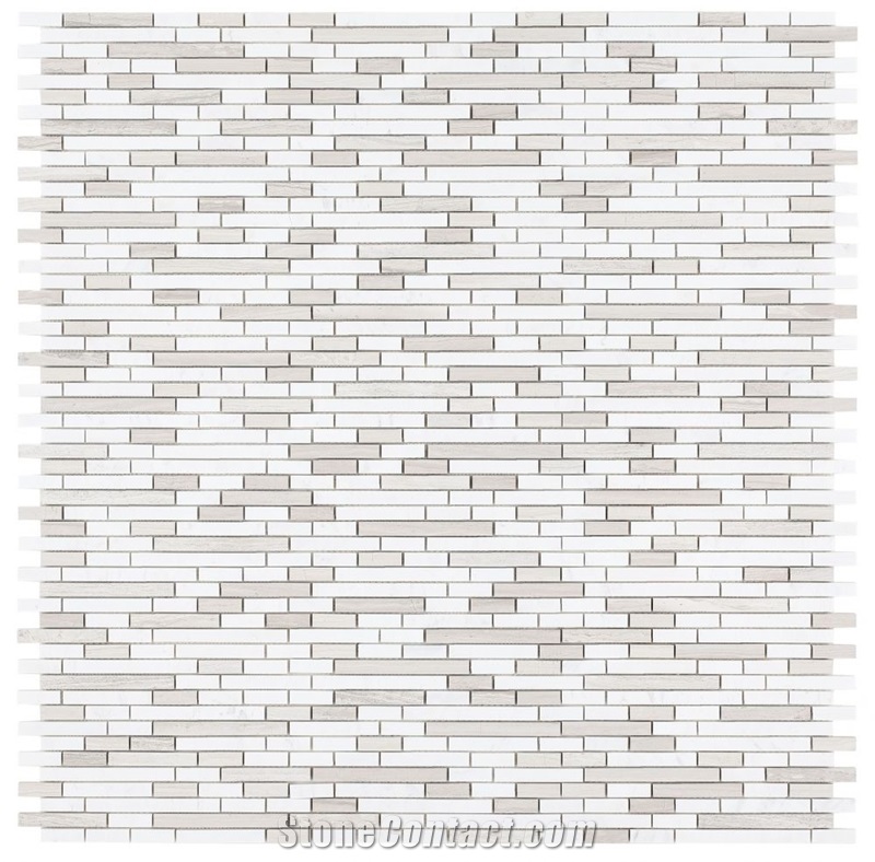 Haisa Grey Stack 12x12 Shower Walls Panel Mosaic Tiles