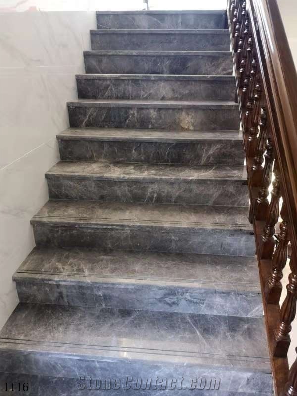 Hermes Gray Marble Stone Interior Step and Stair
