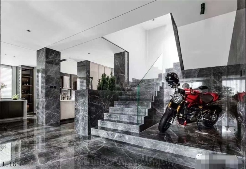 Hermes Gray Marble Stone Interior Step and Stair