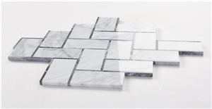 Herringbone Grey 11.75x12 Calacatta Marble Mosaic Tiles