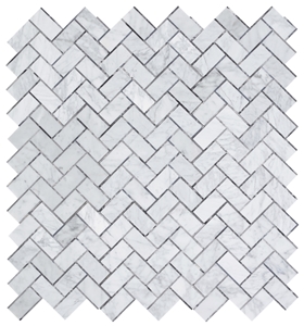 Herringbone Grey 11.75x12 Calacatta Marble Mosaic Tiles