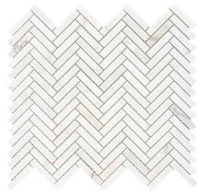 Herringbone Mini Calacatta 10.25x11 Natural Mosaic