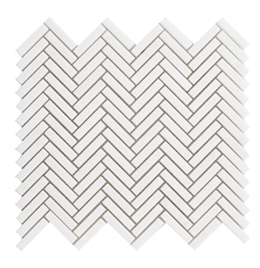 Herringbone Mini Thassos 10.50x11 Shower Mosaic