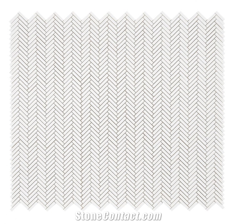 Herringbone Mini Thassos 10.50x11 Shower Mosaic