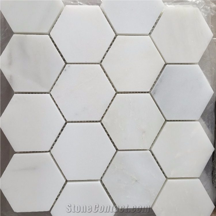 High Quality China White Big Hexagon Mosaic Tiles