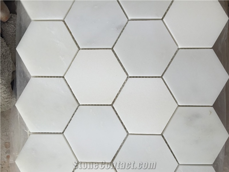 High Quality China White Big Hexagon Mosaic Tiles
