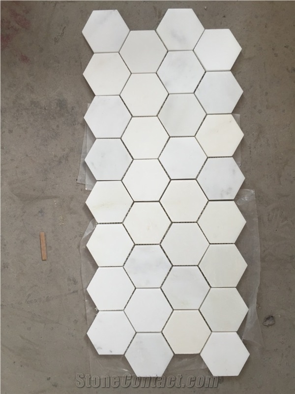 High Quality China White Big Hexagon Mosaic Tiles