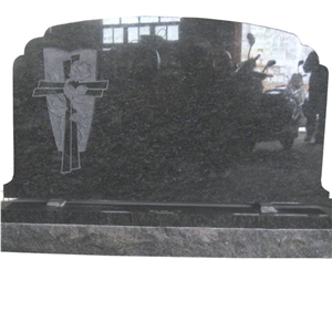 Ice Blue Granite Headstones with Flower Etching Ice Blue Granite Headstones with Flower Etching