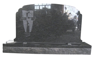 Ice Blue Granite Headstones with Flower Etching