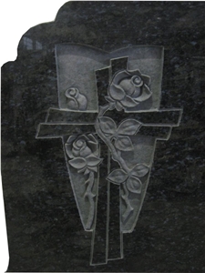 Ice Blue Granite Headstones with Flower Etching