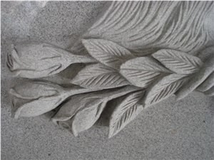 Light Gray Granite Angel Headstone with Flower