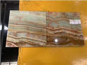 Light Green Onyx Stripe Wood Stone Wall Tiles