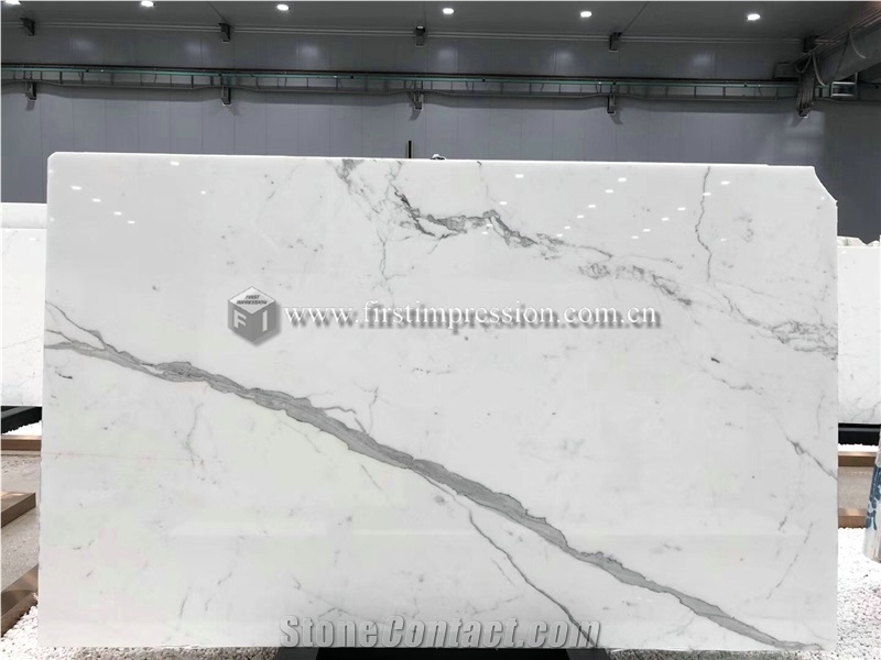 Luxury Italy Statuario Venato White Marble Slabs