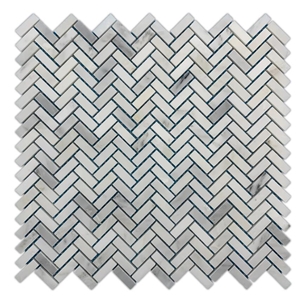 Micro Herringbone Pearl White Marble Mosaic Honed