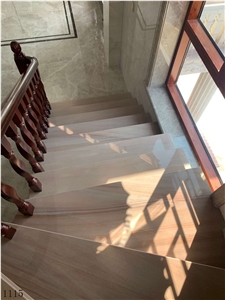 Natural Beige Stone Stair Wood Marble Step Paving