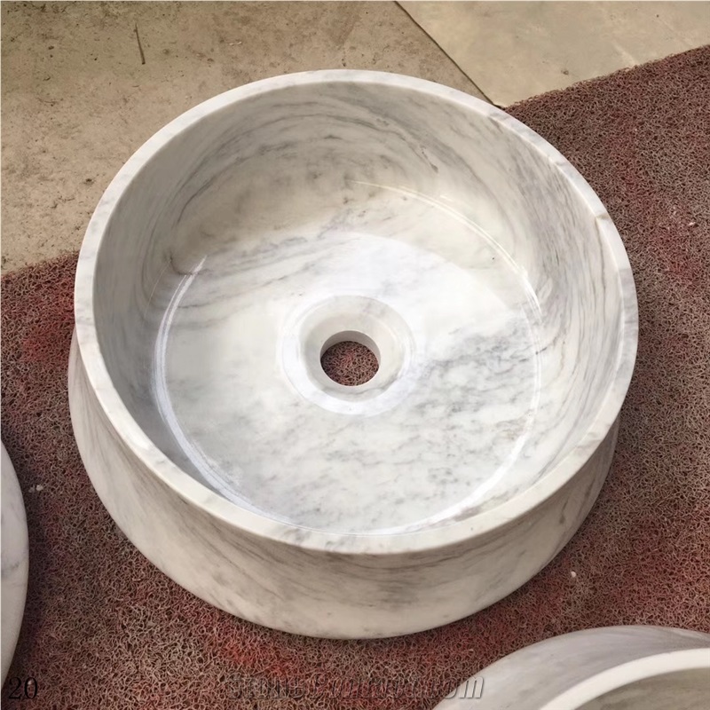 Natural Stone White Basin Round Storage Bowls