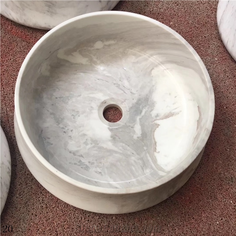Natural Stone White Basin Round Storage Bowls