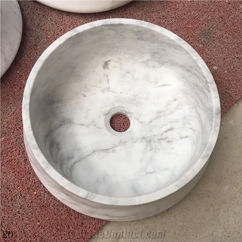 Natural Stone White Basin Round Storage Bowls