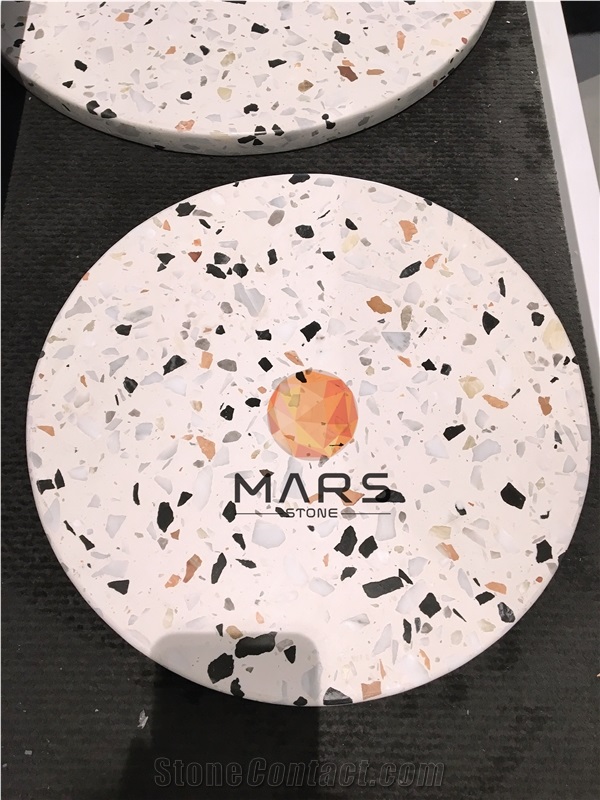 Ns008 White Concrete Terrazzo Tiles and Slabs