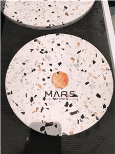 Ns008 White Concrete Terrazzo Tiles and Slabs