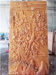 Orange Onyx Stone Wall Relief