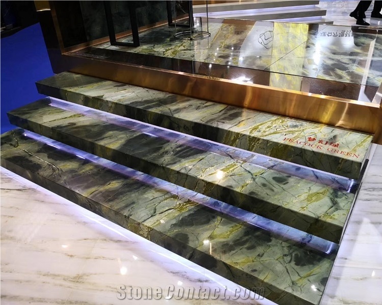 Peacock Green Marble Slabs