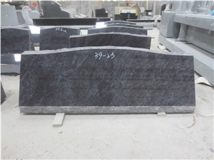 Polished Bahama Blue Slants Granite Tombstone