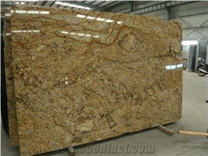 Polished Breccia Aurora Golden Yellow Granite Slab