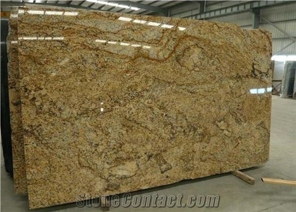 Polished Breccia Aurora Golden Yellow Granite Slab