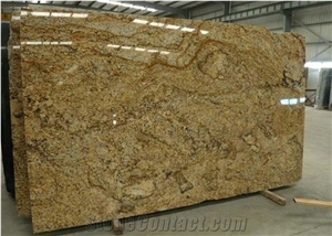 Polished Breccia Aurora Golden Yellow Granite Slab