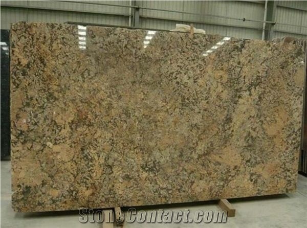 Polished Breccia Aurora Golden Yellow Granite Slab
