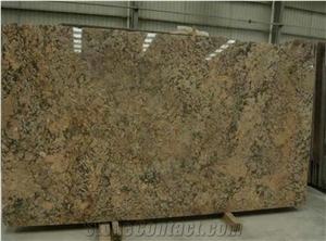 Polished Breccia Aurora Golden Yellow Granite Slab