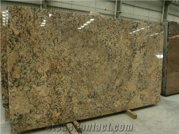 Polished Breccia Aurora Golden Yellow Granite Slab