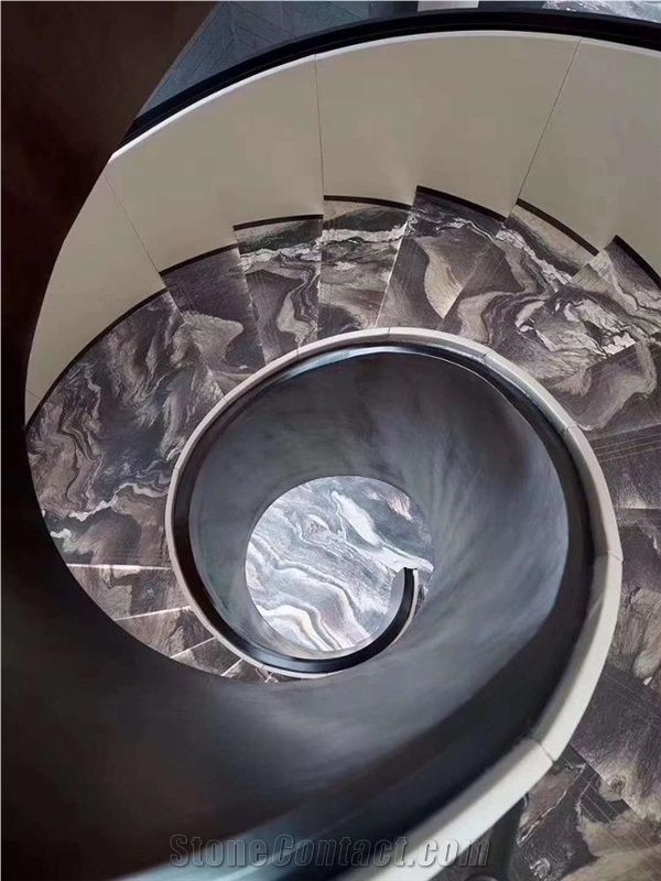 Polished China Purple Cloud Marble for Staircase