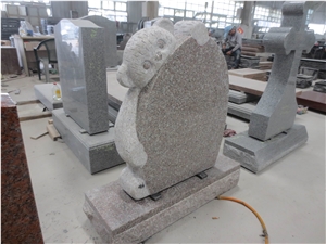 Polished Red Granite Teddy Bear Headstone
