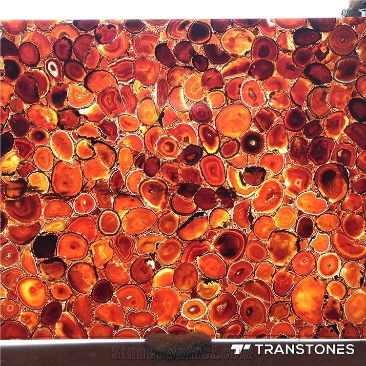 Polished Translucent Real Agate Hotel Wall Panel