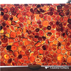 Polished Translucent Real Agate Hotel Wall Panel