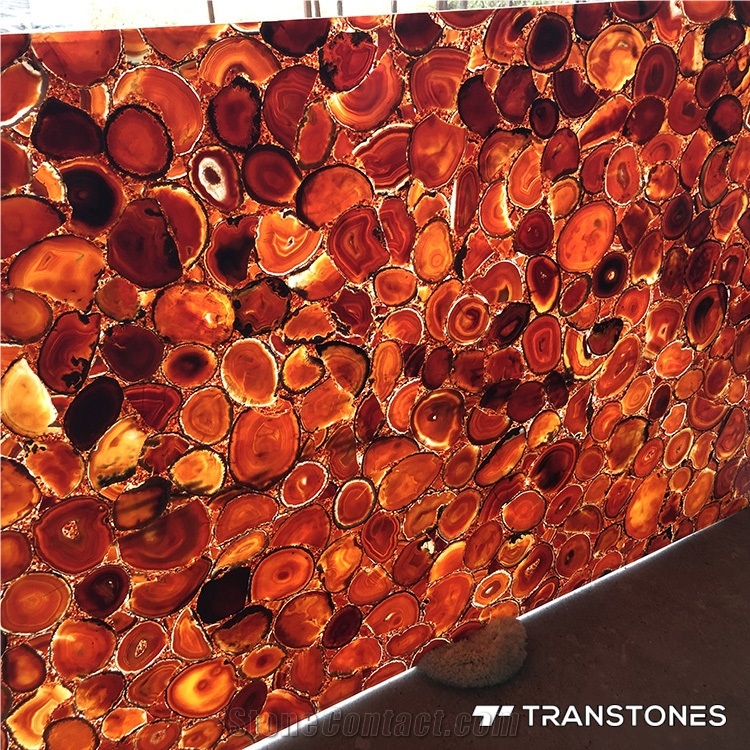 Polished Translucent Real Agate Hotel Wall Panel
