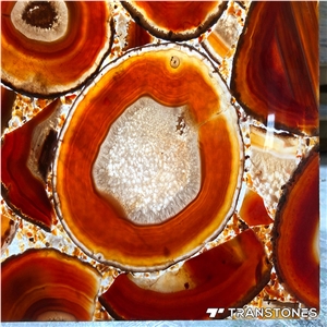Polished Translucent Real Agate Hotel Wall Panel