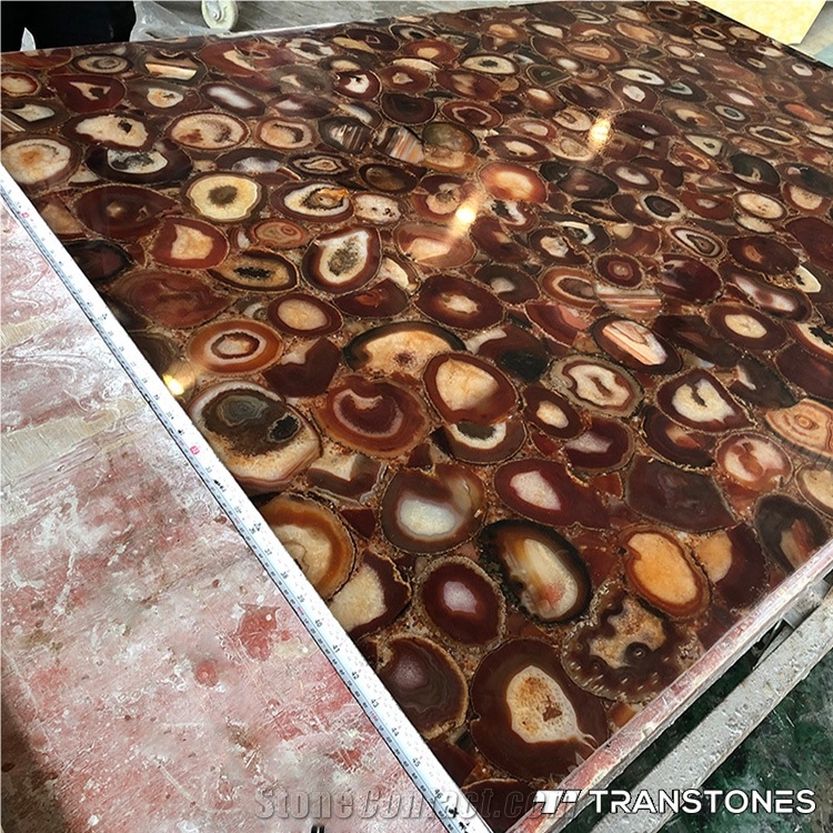 Polished Translucent Real Agate Hotel Wall Panel